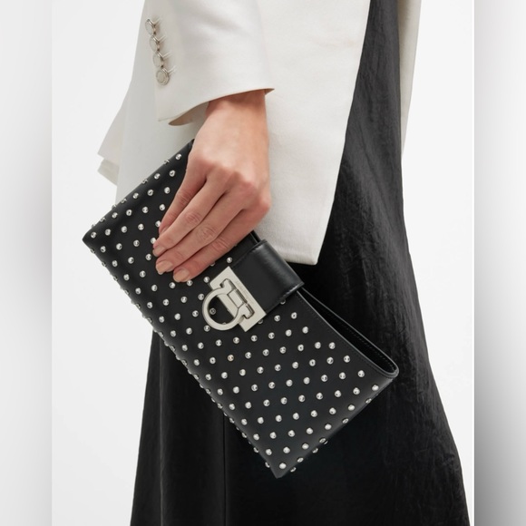 Ferragamo NWT 
Trifolio Gancini Studded
Chain Shoulder Bag - Picture 3 of 8